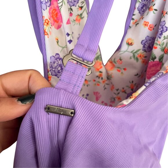 Maaji Dunes Nude Tiky Reversible One-Piece Swimsuit SZ S Floral Purple - Picture 5 of 9